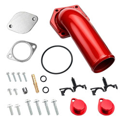 2008-2010 6.4L Powerstroke EGR Valve Delete Kit w/ Intake Elbow (Red) for Ford F250 F350 F450 F550 | EngineGo