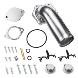 2008-2010 6.4L Powerstroke EGR Valve Delete Kit w/ Intake Elbow (Silver) for Ford F250 F350 F450 F550 | EngineGo