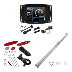 2015-2016 6.7L Powerstroke DPF/DEF/EGR All-in-One Delete Kit | Mini Maxx V2 Tuner, 4" DPF Delete, EGR Delete Red | EngineGo