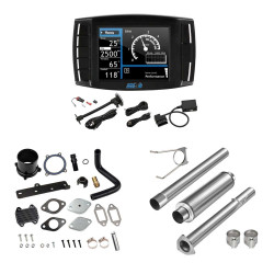 2013-2017 6.7L Cummins DPF/DEF/EGR All-in-One Delete Kit | Mini Maxx V2 Tuner, 4" DPF Delete w/ Muffler, EGR Delete Black | EngineGo