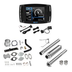 2013-2017 6.7L Cummins DPF/DEF/EGR All-in-One Delete Kit | Mini Maxx V2 Tuner, 4" DPF Delete w/ Muffler, EGR Delete Silver | EngineGo