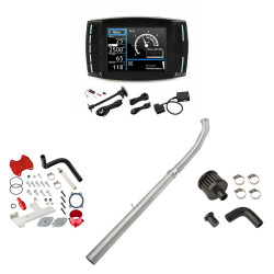 2010-2012 6.7L Cummins DPF/DEF/EGR/CCV All-in-One Delete Kit | Mini Maxx V1 Tuner, 4" DPF Delete (Race Version), Red EGR Delete Kit | EngineGo