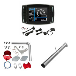 2007-2009 6.7L Cummins Dodge Ram 2500/3500 DPF/DEF/EGR All-in-One Delete Kit | Mini Maxx V1 Tuner, 4" DPF Delete, Red EGR Delete Kit | EngineGo