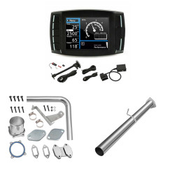 2007-2009 6.7L Cummins Dodge Ram 2500/3500 DPF/DEF/EGR All-in-One Delete Kit | Mini Maxx V1 Tuner, 4" DPF Delete, Silver EGR Delete Kit | EngineGo