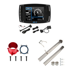 2013-2017 6.7L Cummins DPF/DEF/EGR All-in-One Delete Kit | Tuner, 4" DPF Delete, EGR Throttle Valve Delete Red | EngineGo